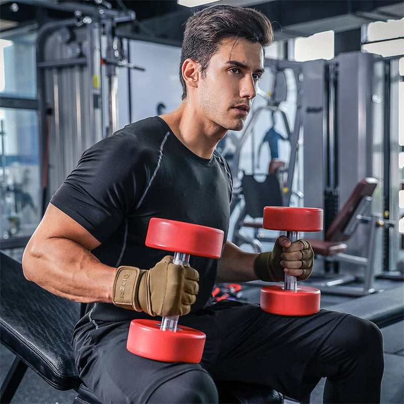 Anti-Slip Gym Gloves For Firm Grip on Bodybuilding And Weightlifting Equipment -  Suitable For Dumbbell Trainings, CrossFit Pull Ups & Workout Exercises