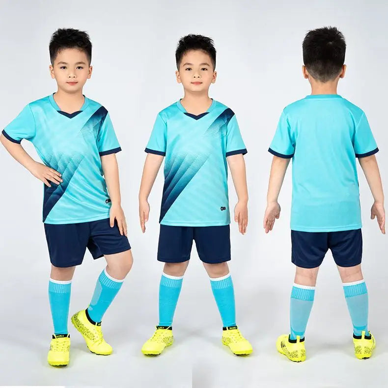 Boys Football Jersey tracksuit Child Soccer Sports Uniforms Kids Play Ball Sportswear Kits vest children's football suit Socks 1