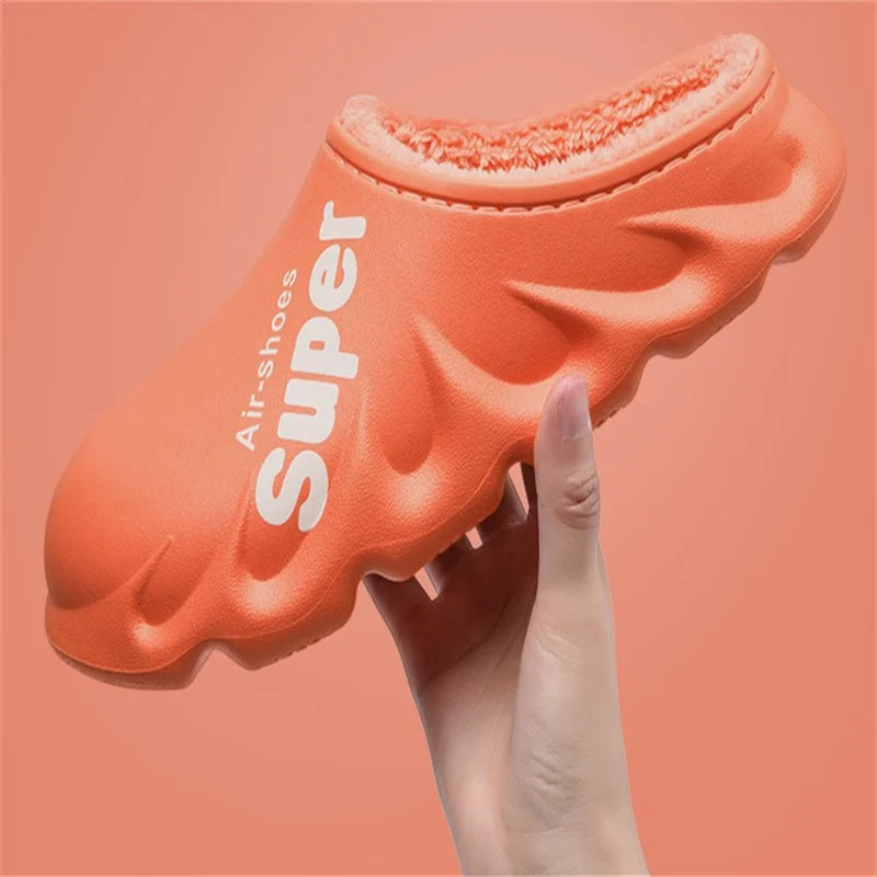 Unisex Winter Warm Cotton Slippers Indoor and Outdoor Waterproof Walking Shoes Fluffy Non-Slip Sandals For Women & Men