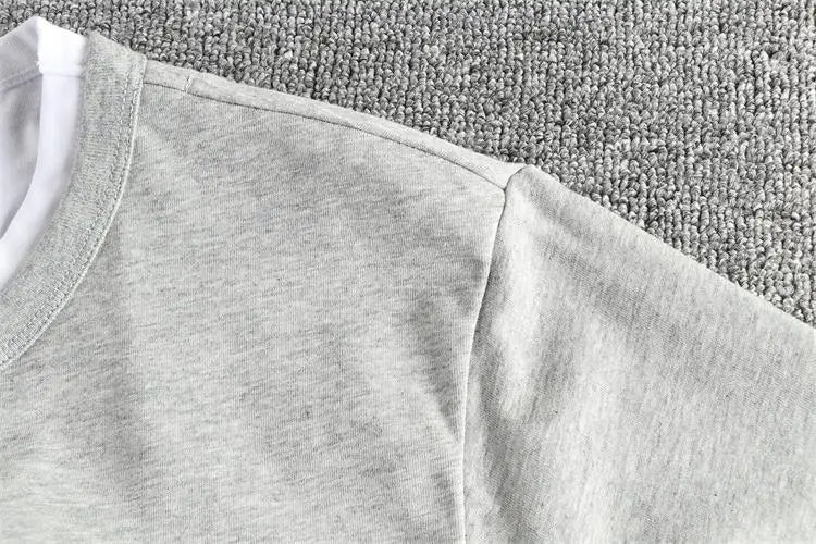 2025 Summer American Retro Short Sleeve V-neck Fake Two Pieces Solid Color T-shirt Men's 100% Cotton Washed Youth Casual Tops