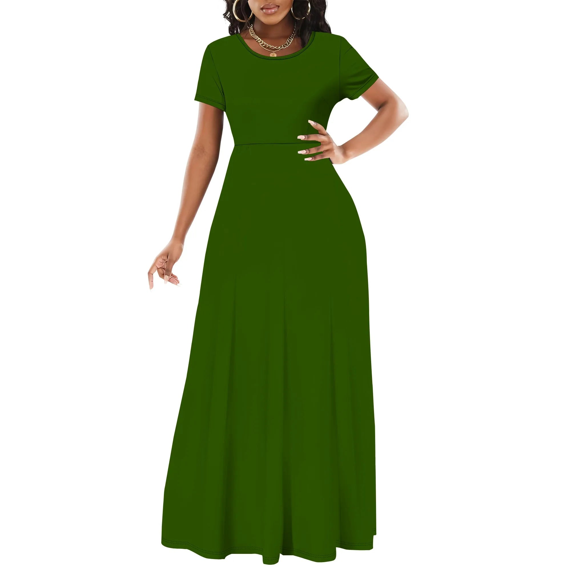 Women's Summer Short Sleeve A-Line Midi Dresses Casual T-Shirt Dresses Flowy Beach Sundress with Pockets