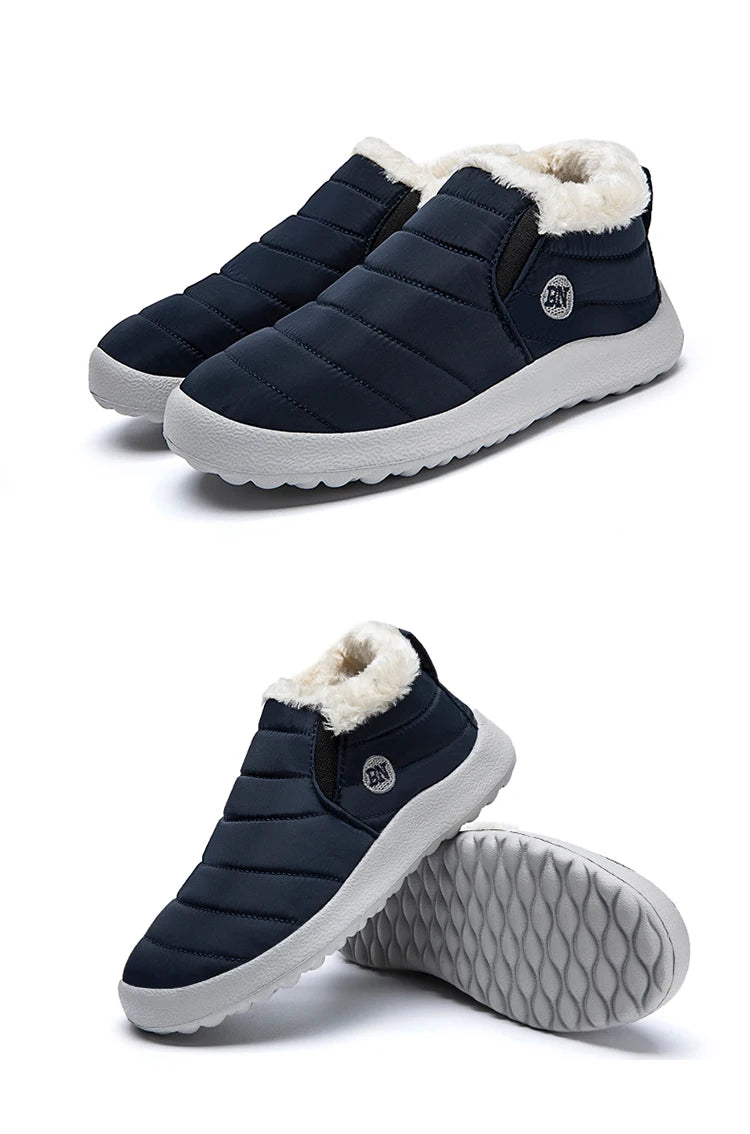 Men's Warm Snow Boots Plus Size Winter Boots Slip-On Waterproof Male Ankle Footwear & Working Shoes