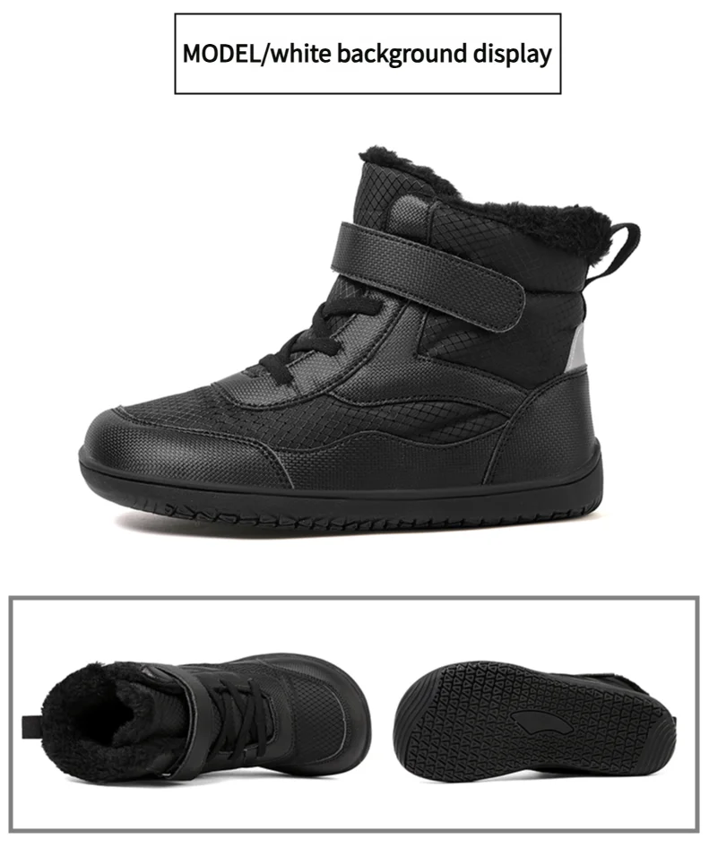 Kinderen brede neus blotevoeten sneeuwlaarzen comfortabele warme stijlvolle winter minimalistische sneakers voor jongens en meisjes, perfect voor peuters tot grote kinderen