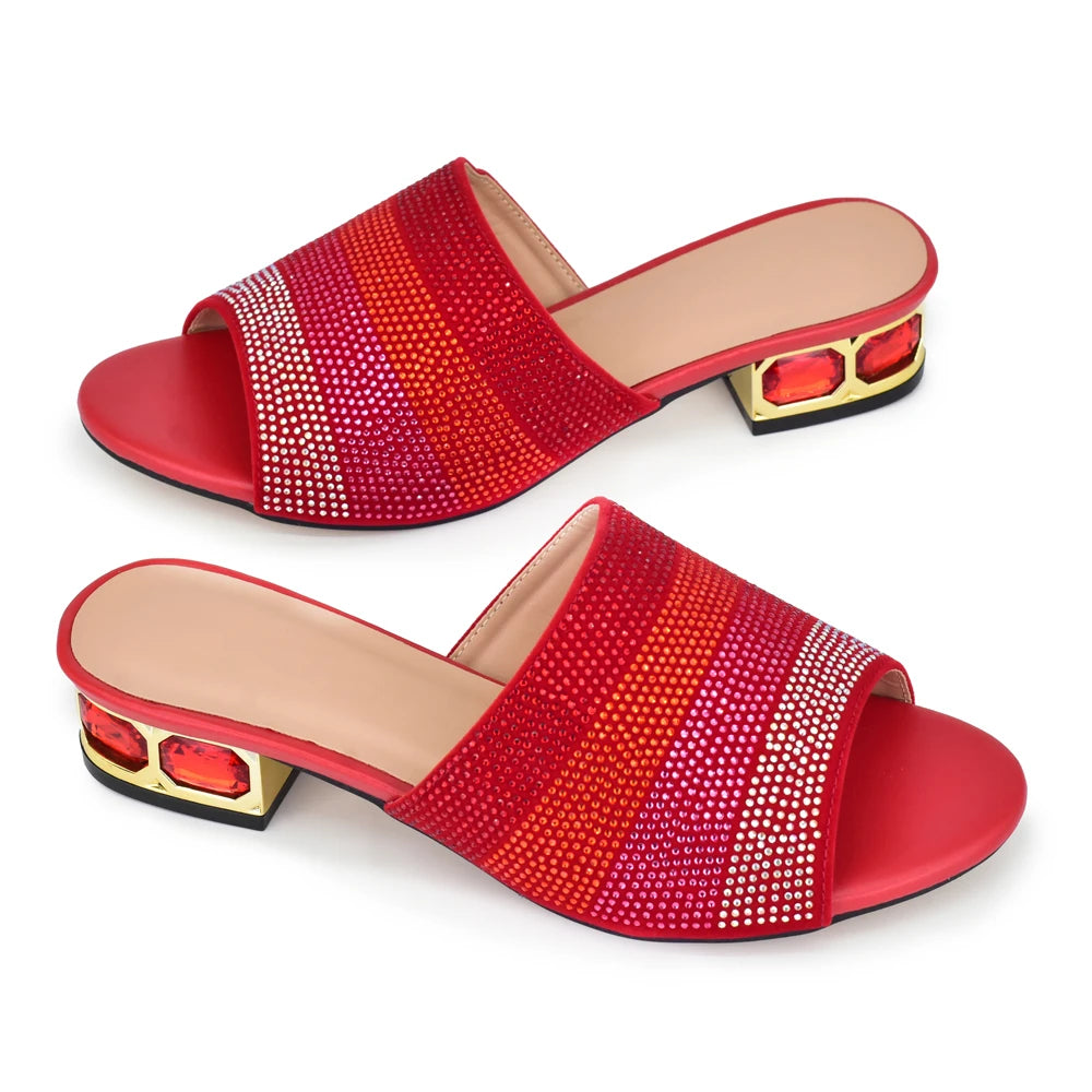 2025 Luxury Women's Designer Low Heel Party Slippers Shoes Decorated With Rhinestone for Bride's Wedding