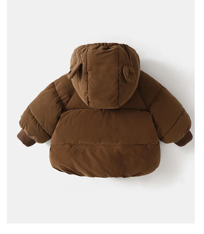 Winter Kids Parkas Hooded Fur Lining  Jacket  Cartoon Girls Boys Thicken Children Coat Unisex