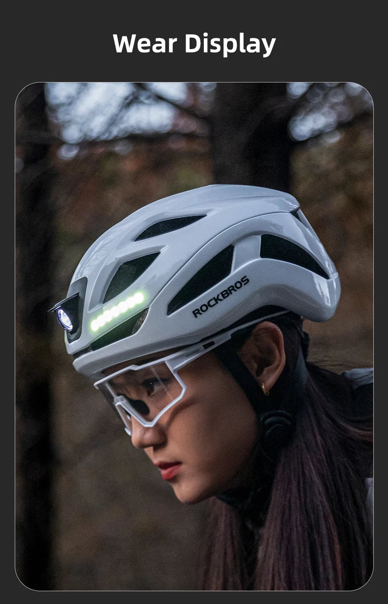 Cycling Light Helmet Type-C Charging Electric Bicycle Helmet Front Light Rear Light Warning Lamp Safety MTB Bike Helmet