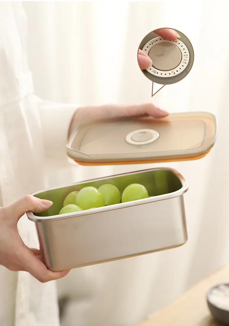 304 SS Airtight Leakproof Containers, BPA-Free - Fridge/Freezer/Microwave Safe, Stackable - Home/Kitchen Lunch Box Fruits/Meals