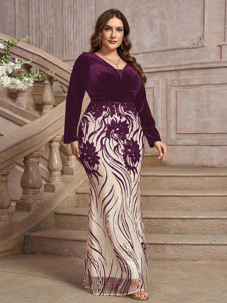 Women's Formal Evening Plus Size Gown (Embellished) New Autumn Winter Luxury Elegant Embroidery Party Maxi Dresses