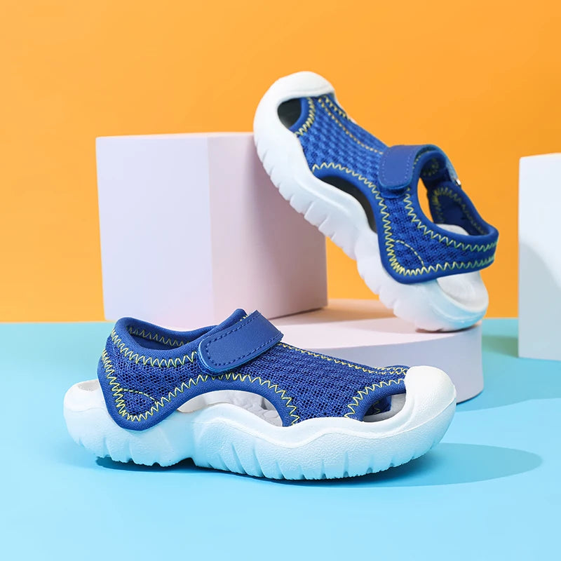 Ademende sportsandalen voor kinderen, jongens en meisjes, zomer, zachte zool, antislip, strandschoenen, gesloten neus, peuter, lichtgewicht, casual sandalen