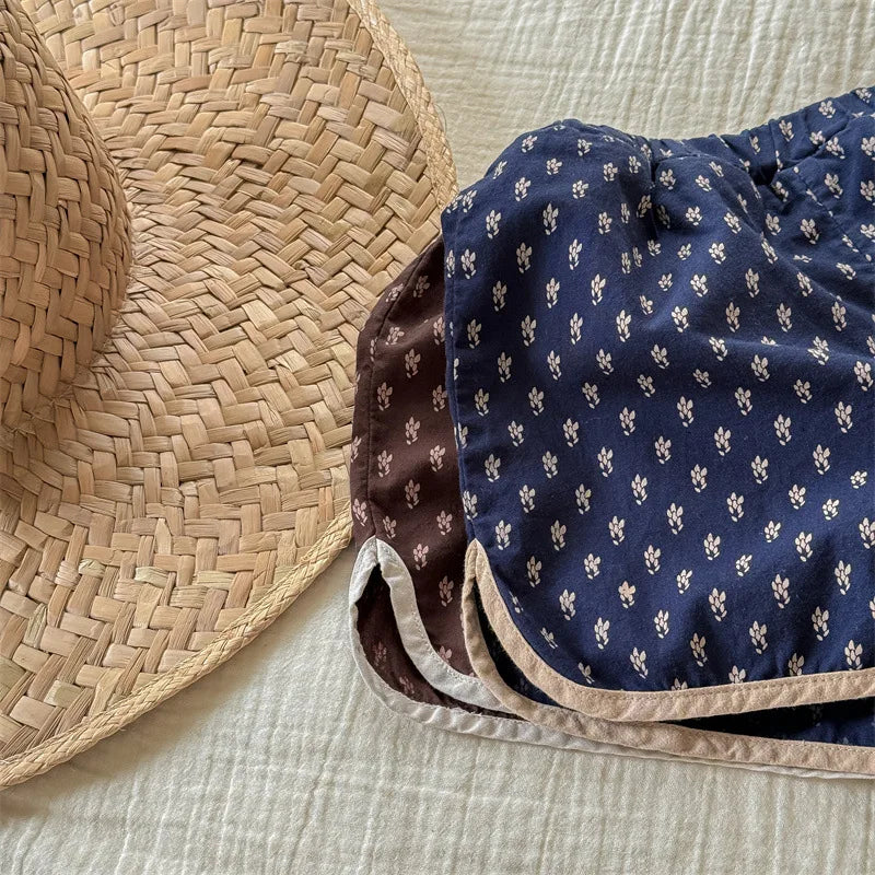 2025 Summer New Baby Girls Cute Floral Shorts Children Loose Cotton Shorts Versatile Kids Print Casual Shorts Toddler Clothes 4-6Y Unisex