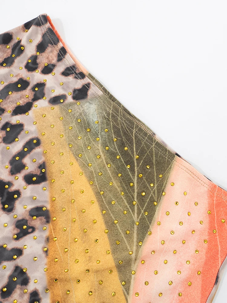 Strass luipaardprint rokken dames wilde basic wilde zomer trend Y2K hottie sexy skinny party clubwear mini bottom