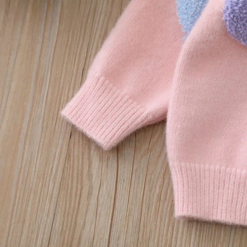 Autumn Kids Sweater for Girls Cute Colour Balloon Knitted Pullover Loose Children's Clothing Sweet Style 2-6T Girls