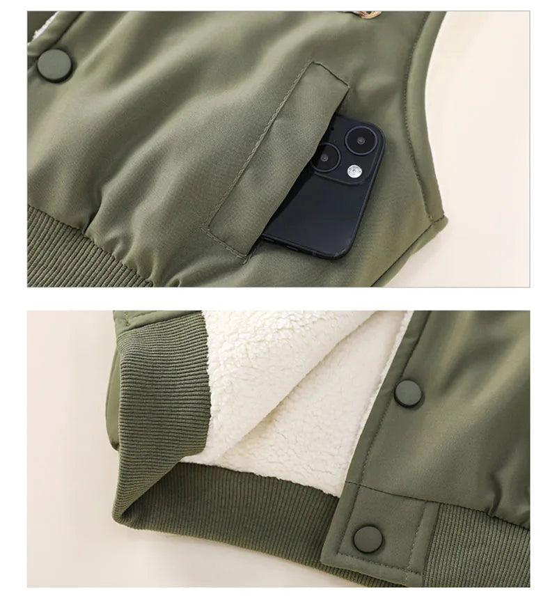 New Autumn Boy's Thicken Vest Cartoon Letter Kids Outwear Waistcoat Winter Warm Children Fleece Padded Clothes 1-7T Unisex