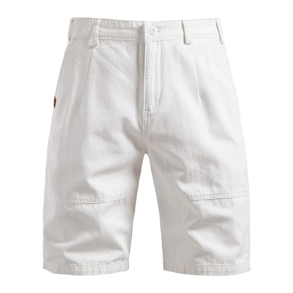 2025 Men's 5-Inch Casual Shorts 100% Cotton Solid Elastic Waist Summer Comfy Beach Business Social Multi Colours