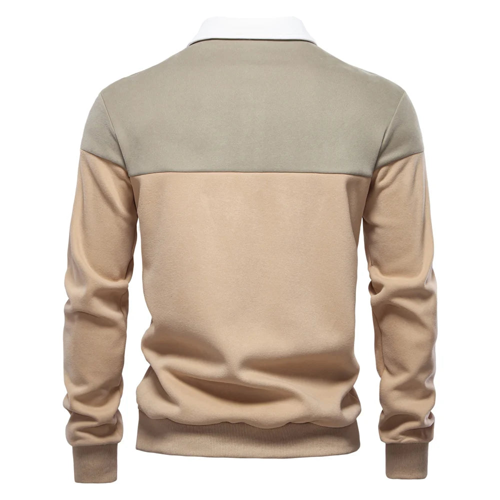 Men's Premium Design Sweatshirt Colour Block Hoodies Long Sleeve Business Casual Social Sweatshirt