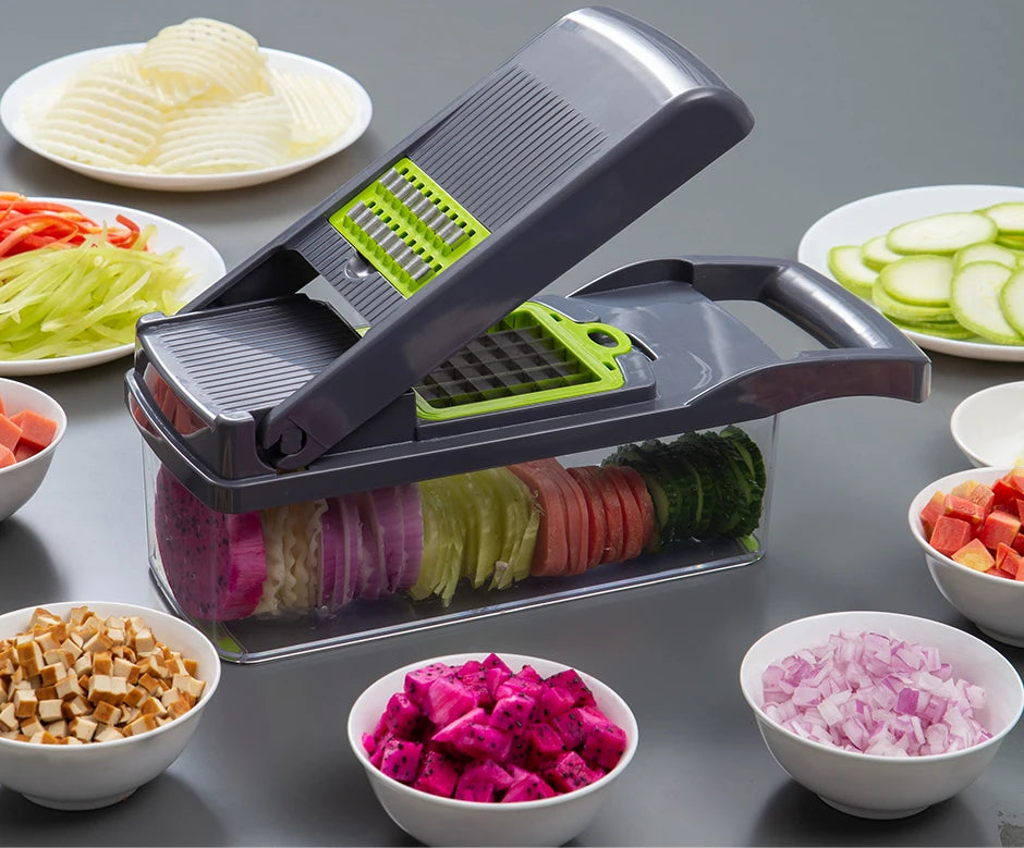 8-in-1 multifunctionele groentesnijder voor huishoudelijk gebruik, aardappelsnijder, keukenradijsrasp, keukengereedschap voor thuisgebruik, fruit en groenten