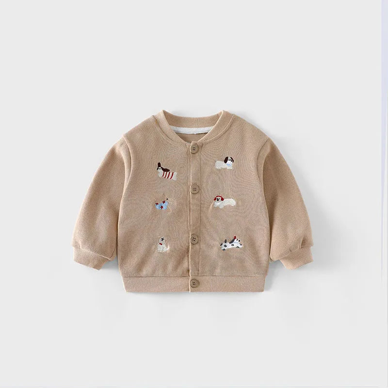 New Autumn Boys Girls Dog Baseball Uniform Cartoon Embroidered Pattern Kids Coat Fashion Children Clothes Pants 9M-5T Unisex