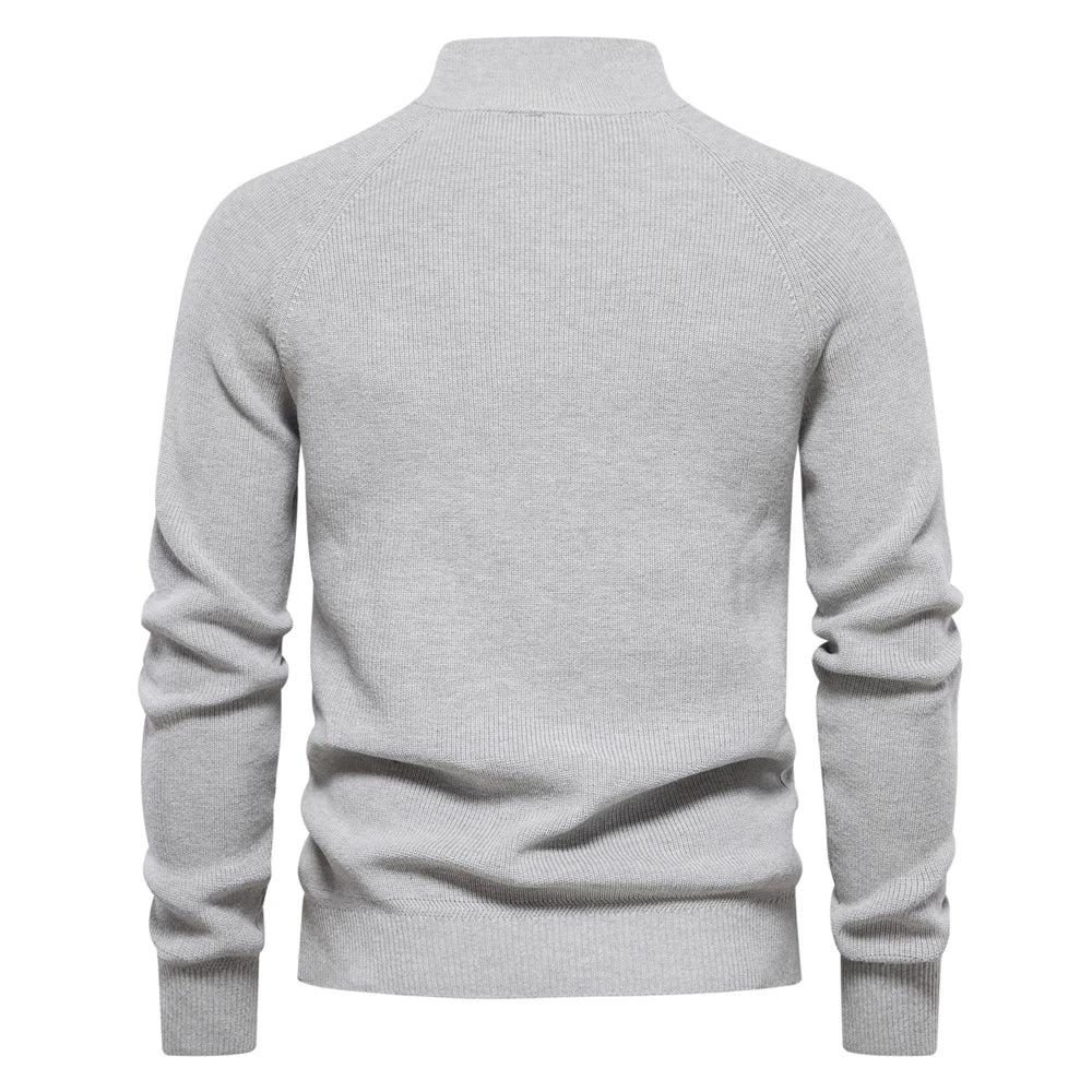 Men's Autumn Cotton Zipper Cardigan Casual Social Sweaters High Collar Warm Winter Knitted Sweater For Men