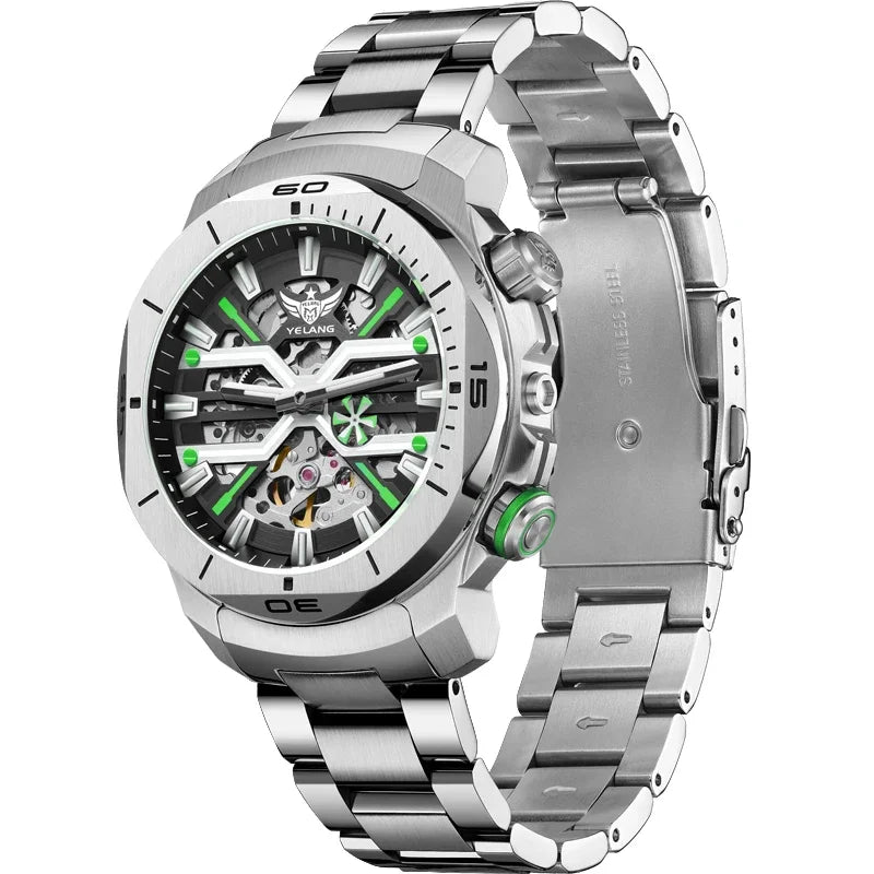 Yelang Men Dress Watch 44mm Vintage Dial Retro Business Luxury Sapphire Japan 8N40 Automatic Mechanical Waterproof 30Bar Reloj