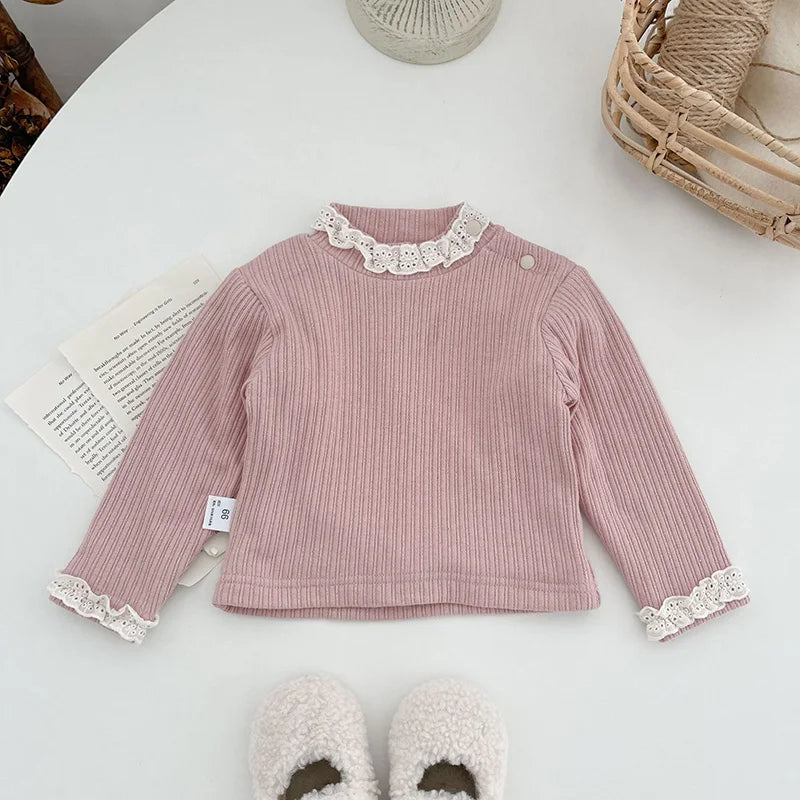 Winter Baby Blouse Infant Girls Boys Shirt Thicken Cotton Fur Lining Base Tops Unisex
