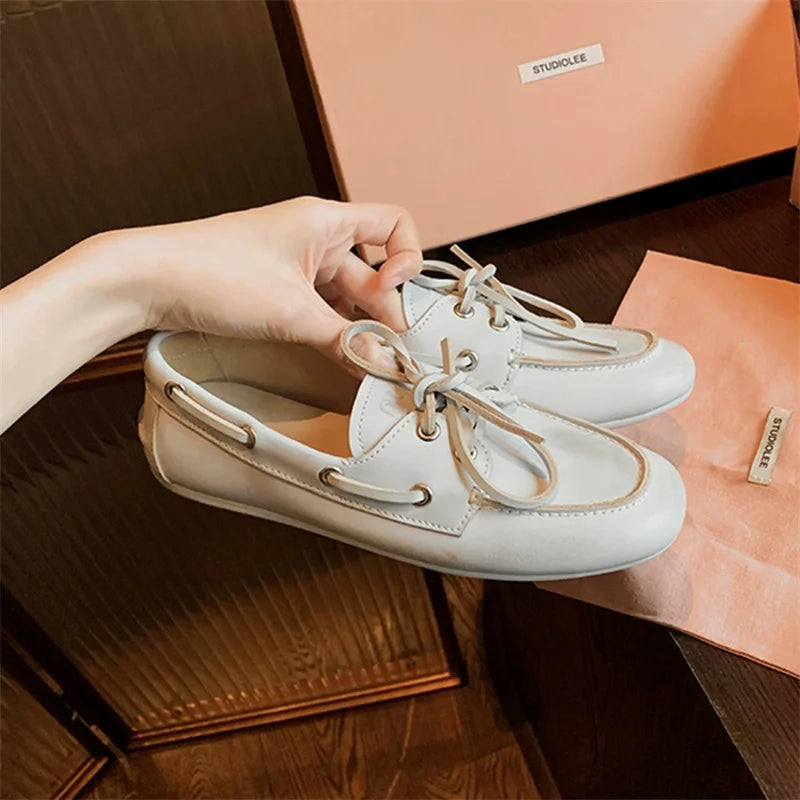 Women Flats Round Toe Butterfly-knot Strap Retro Elegant  Slip On Daily Comfort Casual Loafers Flats