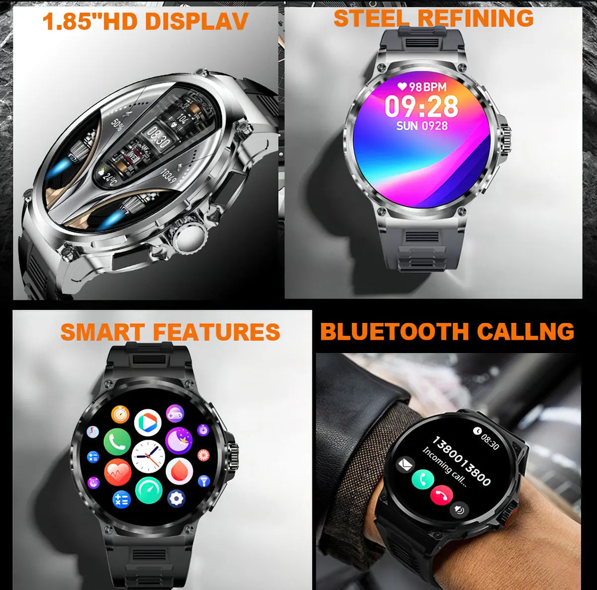 2025 GPS Track Smart Watch 1.85-Inch Ultra HD AMOLED Screen 710MAH Battery Bluetooth Call Smartwatch For Men - Compatible with HUAWEI & Xiaomi IOS