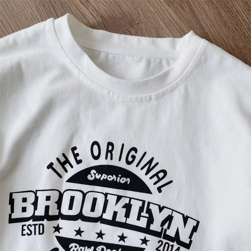 New Autumn Kids Long-Sleeved T-Shirt Girls Cute Letter Loose Fitting Tee Children Boys Handsome Tops Undershirt 2-7T Unisex