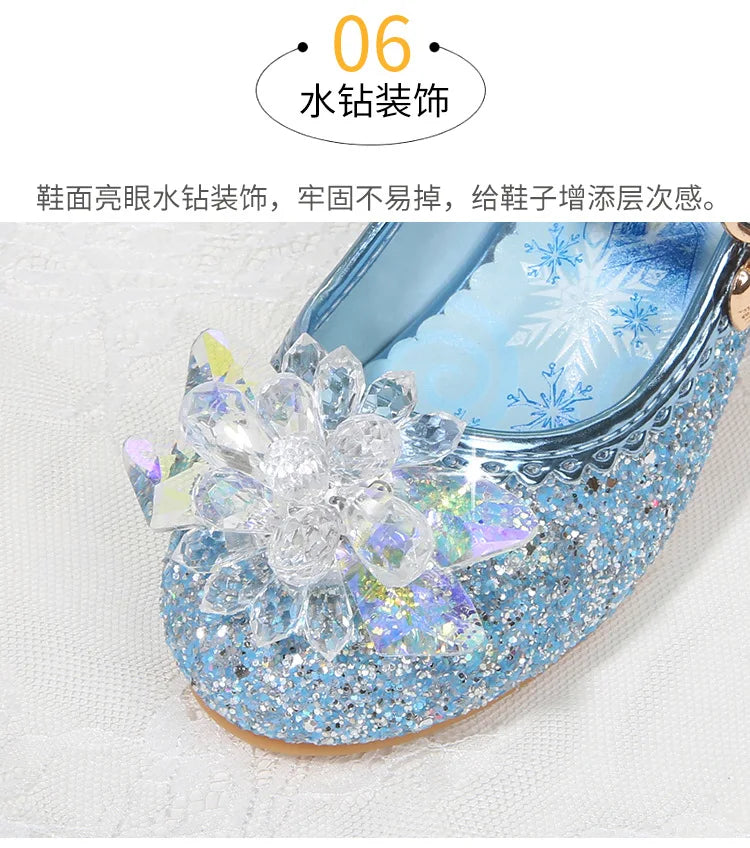 Fashion Elsa Princess Girl Shoes Frozen Cartoon Dress Shoes For Girls Fashion Party Shoes With High Heels Christmas Gifts