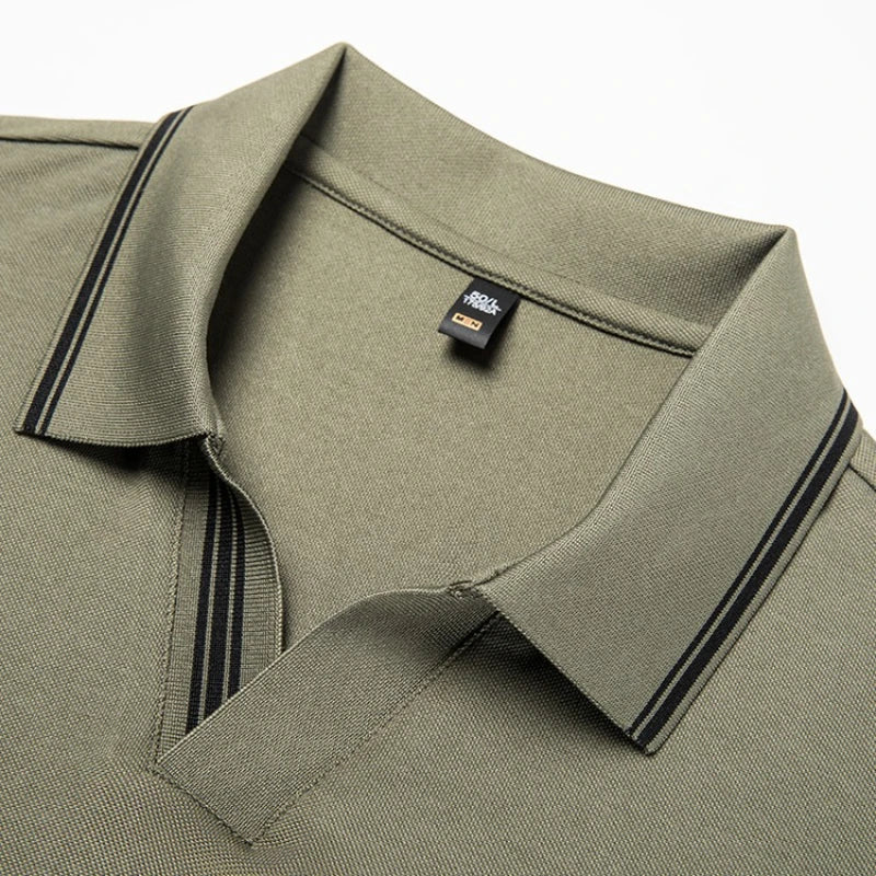 Men's Summer Hot Selling Seagull Collar Short-Sleeved Polo, High-Grade Quality Slim Fit Business Casual Short-Sleeved T-Shirt