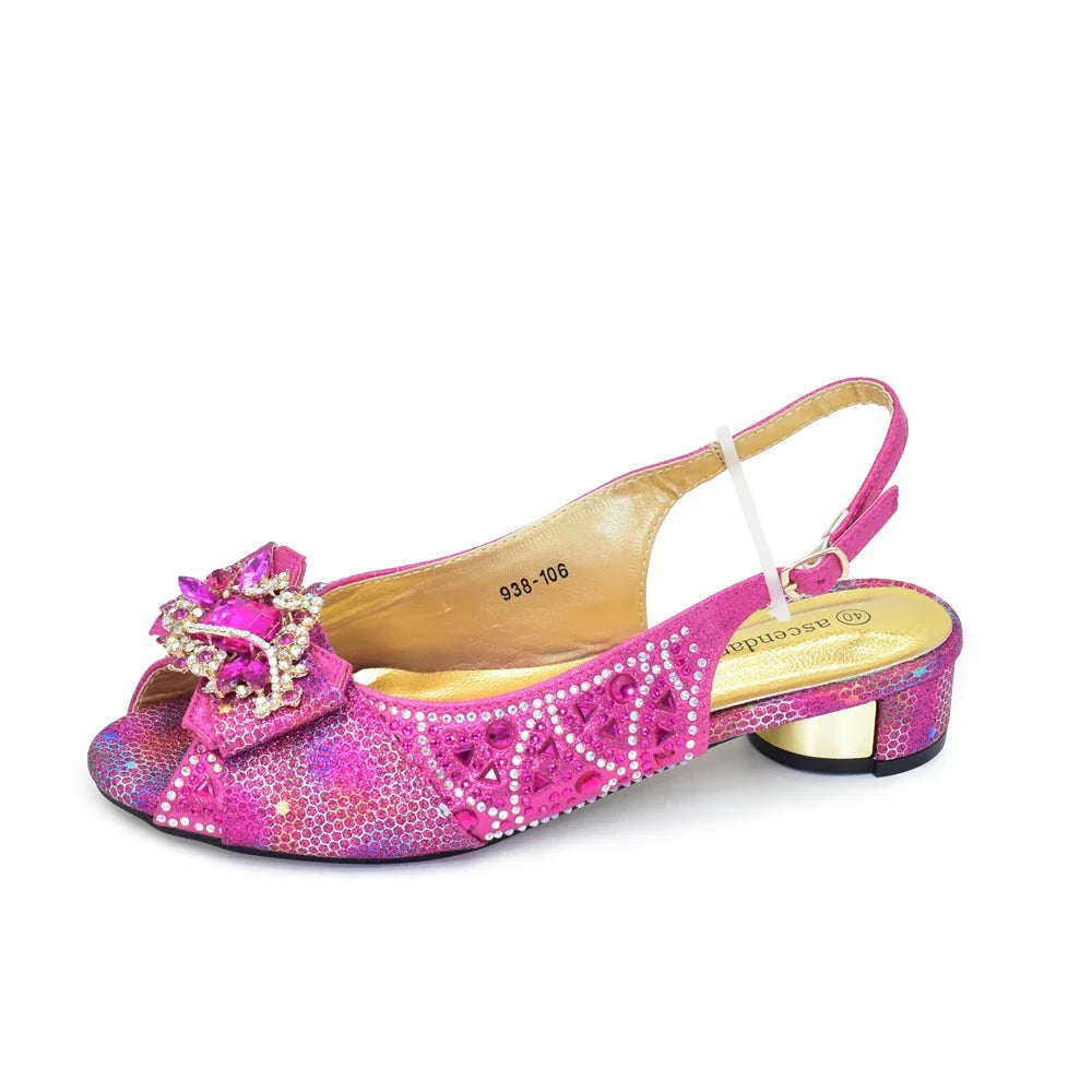 Shoe and Bags for Women Nigeria Party Luxury Italian Shoes and Bag Set for Women Crystal Peep Toe Pumps with Purse