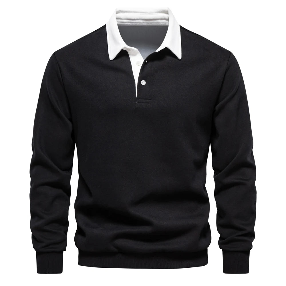 Autumn Fashion Design Polo Neck Sweatshirts For Men Casual and Social Wear Quality Cotton Sweatshirts