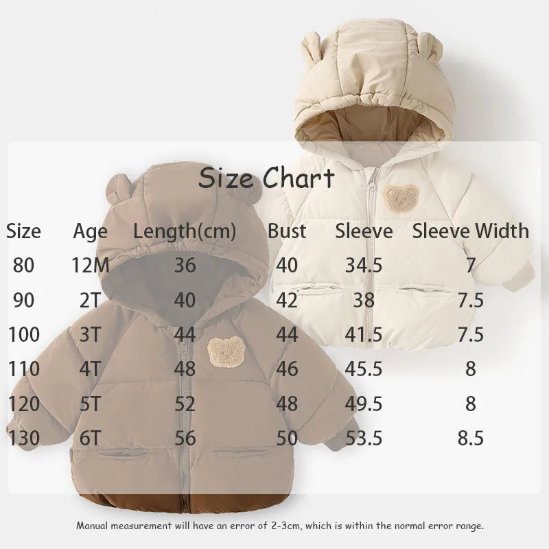 Winter Kids Parkas Hooded Fur Lining  Jacket  Cartoon Girls Boys Thicken Children Coat Unisex