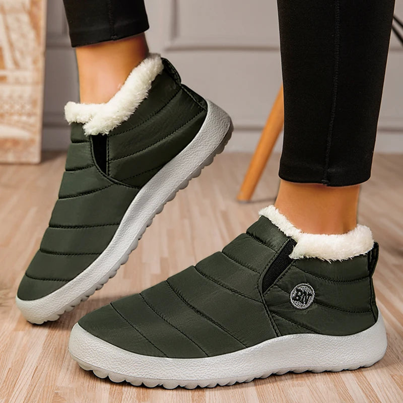 Men's Warm Snow Boots Plus Size Winter Boots Slip-On Waterproof Male Ankle Footwear & Working Shoes