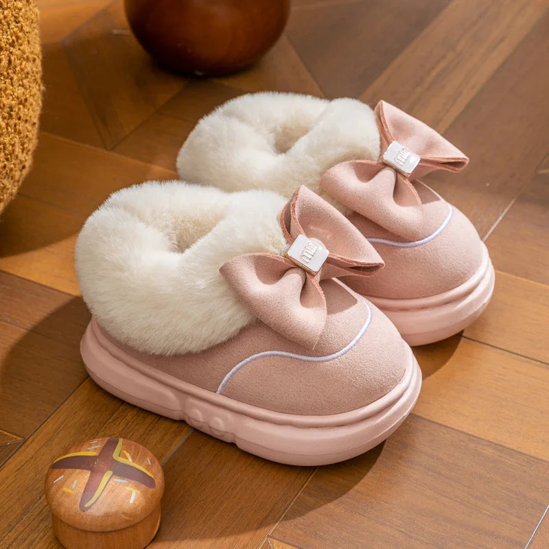 Kids' Casual Shoes Ankle Boots Bow Cotton Solid Colour Winter Shoes Anti-Slip Warm Shoes For Girls Size 13cm -20cm