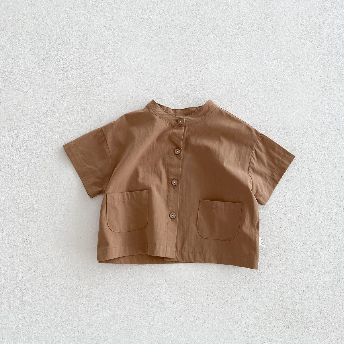 Summer Thin Short Sleeve T-shirt and Shorts Set Small Stand Collar Cool Toddler Boys Baby Girls 2PCS Casual Beach Suits 1-5Y Unisex