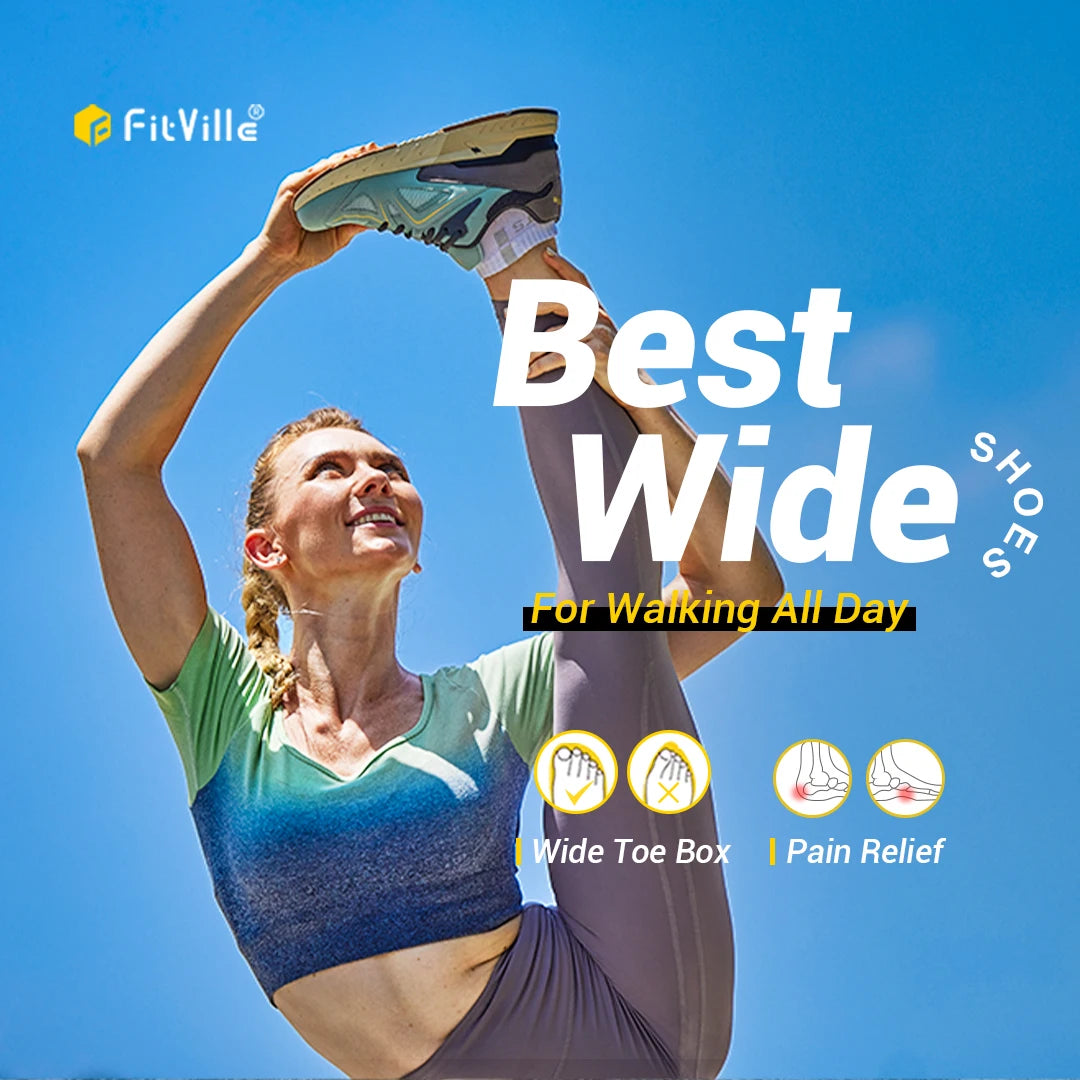 Women's Walking Shoes Wide Width Sneakers for Flat Foot Plantar Fasciitis Heel Pain Relief Lightweight Anti-slip Shoes