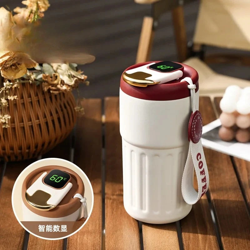 316 SS Smart Vacuum Insulated Thermos Flask - 24/12Hr Hot/Cold Retention, Leakproof, Minimalist Design, Travel Coffee Mug for