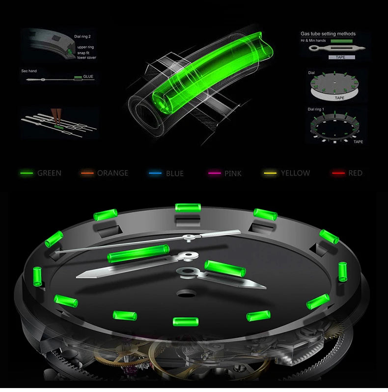 Yelang Men's Three Eyes Six Needles Japan OS00 Movement 100M Water Resistant Waterproof Diving Stainless Steel Quartz Watch