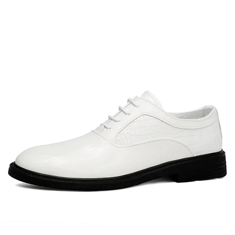 Fashion Mens Formal Dress Shoes Red White Male Business Office Men Oxfords Luxury Brand Wedding Shoes