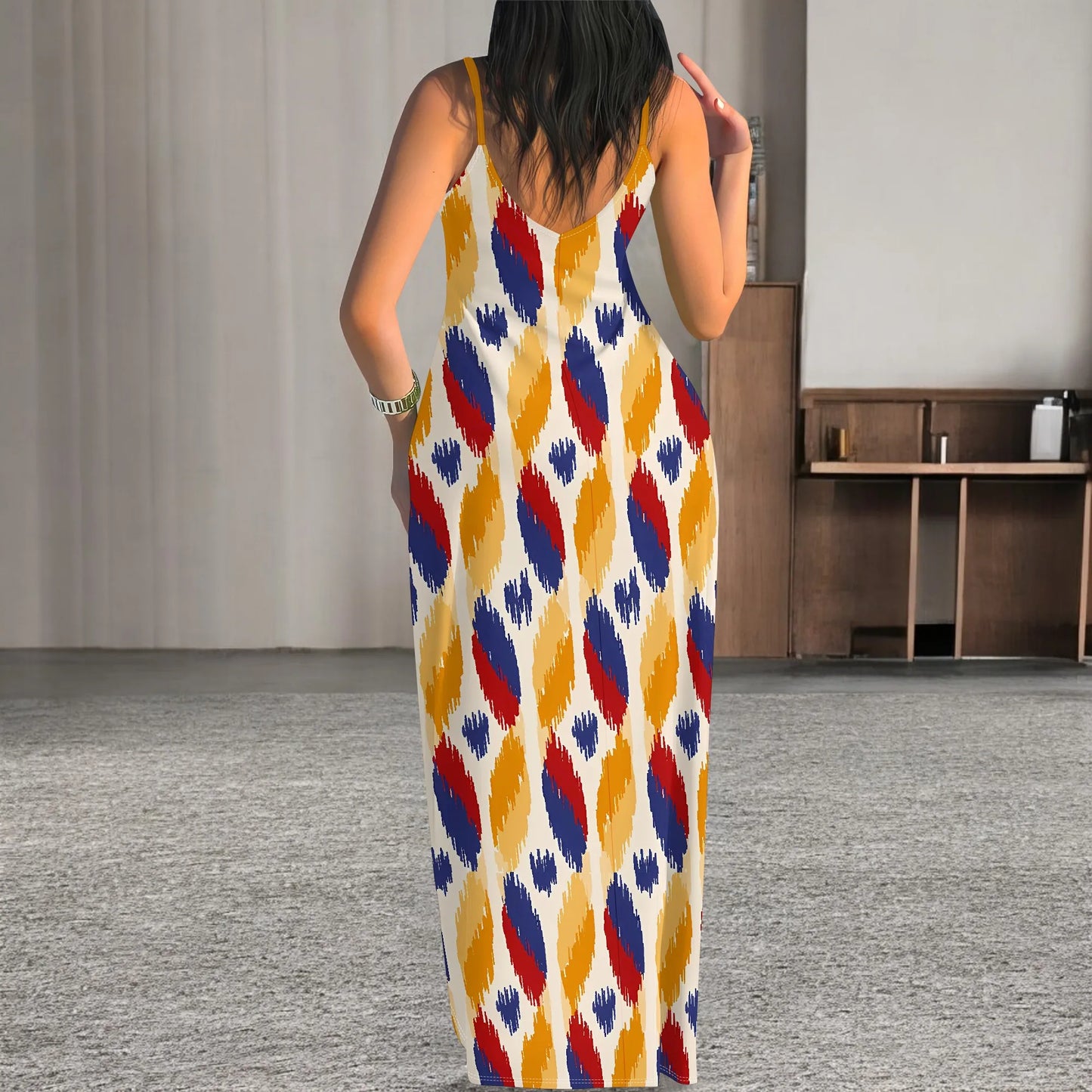 Tribal Print Sleeveless Maxi Dress for Women Summer Boho Bodycon Long Sundress Holiday Outfit