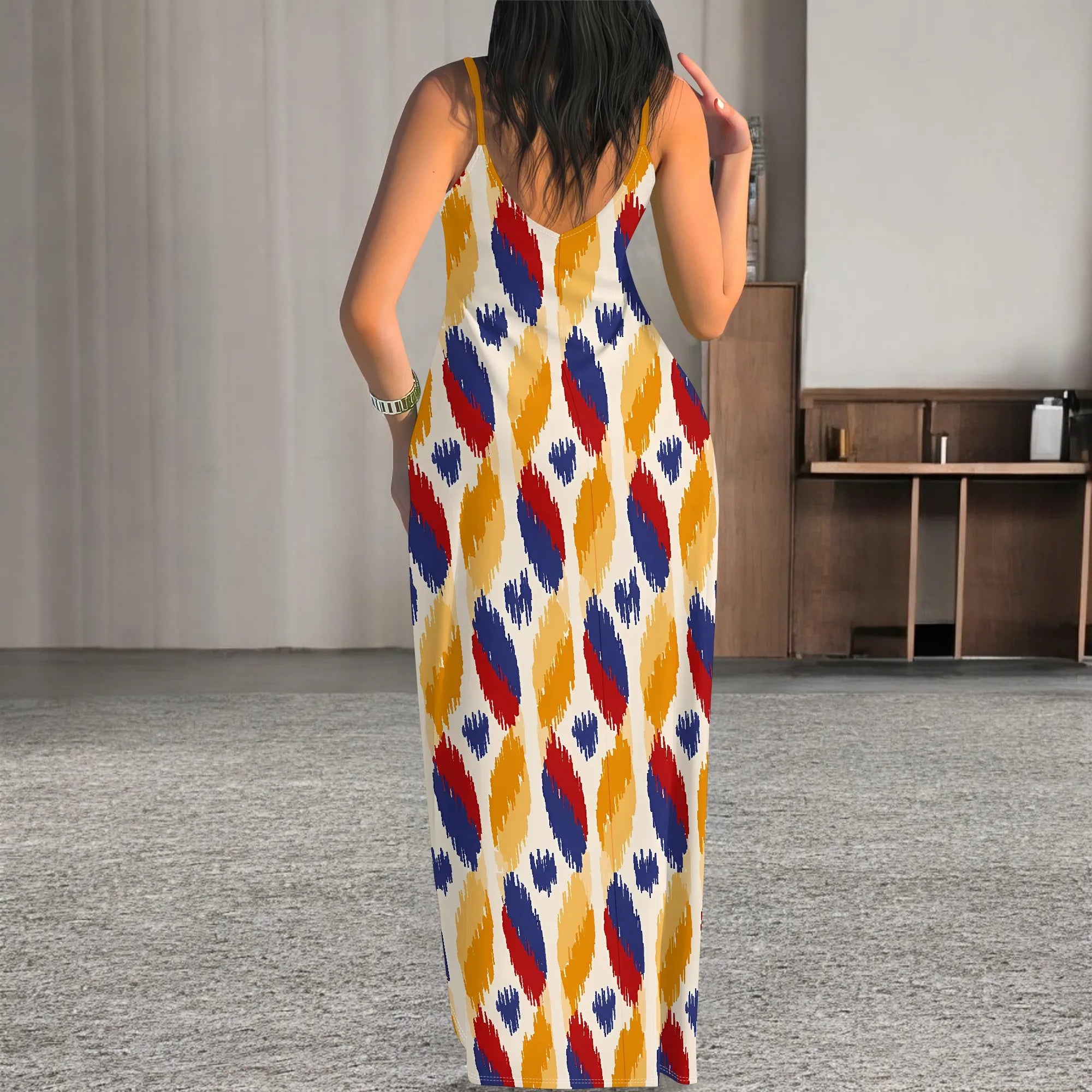 Tribal Print Sleeveless Maxi Dress for Women Summer Boho Bodycon Long Sundress Holiday Outfit