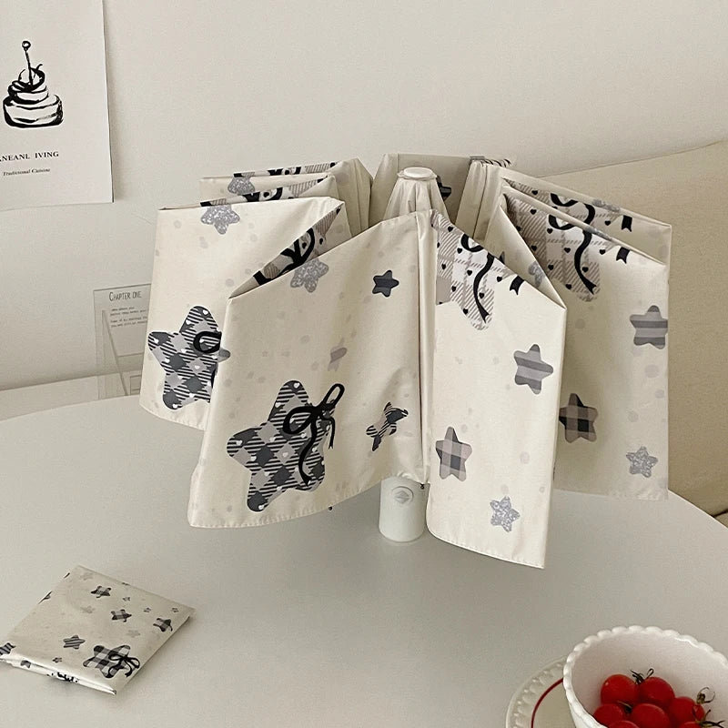 Automatic Fold Umbrella | All-Weather UV Sunshade | Ins Style Black Glue Design