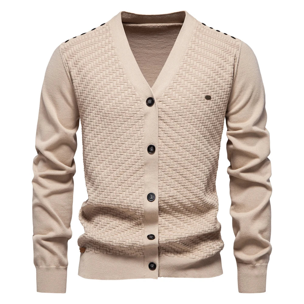 Men's V-Neck Button Up Cotton Cardigan Sweaters Casual Social Knitted Sweater Cardigans for Men