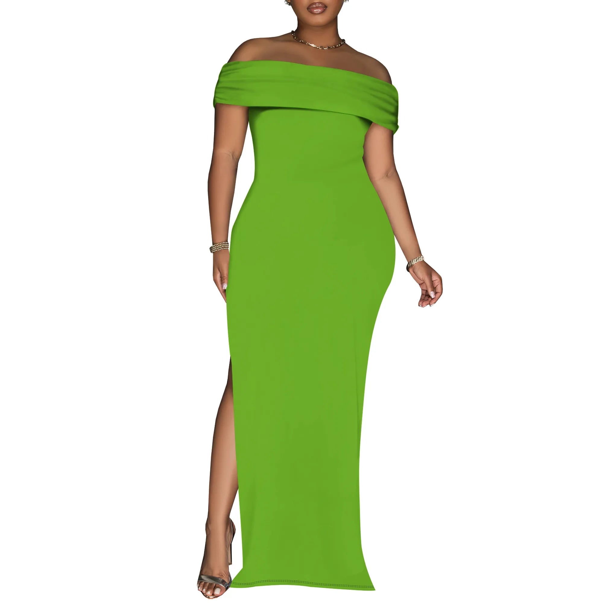 Women's Summer Sexy Bodycon Maxi Tube Dress Strapless Side Slit Long Going Out Casual Elegant Cocktail Party Dresses