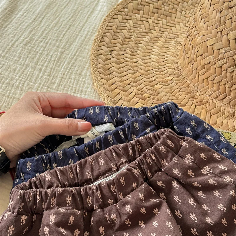 2025 Zomer Nieuwe Baby Meisjes Schattige Bloemen Shorts Kinderen Losse Katoenen Shorts Veelzijdige Kinderprint Casual Shorts Peuterkleding 4-6Y Unisex