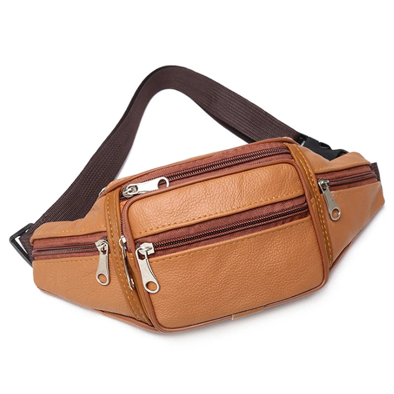 Men’s PU Leather Waist Bag – Luxury Fashion Fanny Pack & Crossbody Belt Bag for Travel & Everyday Use