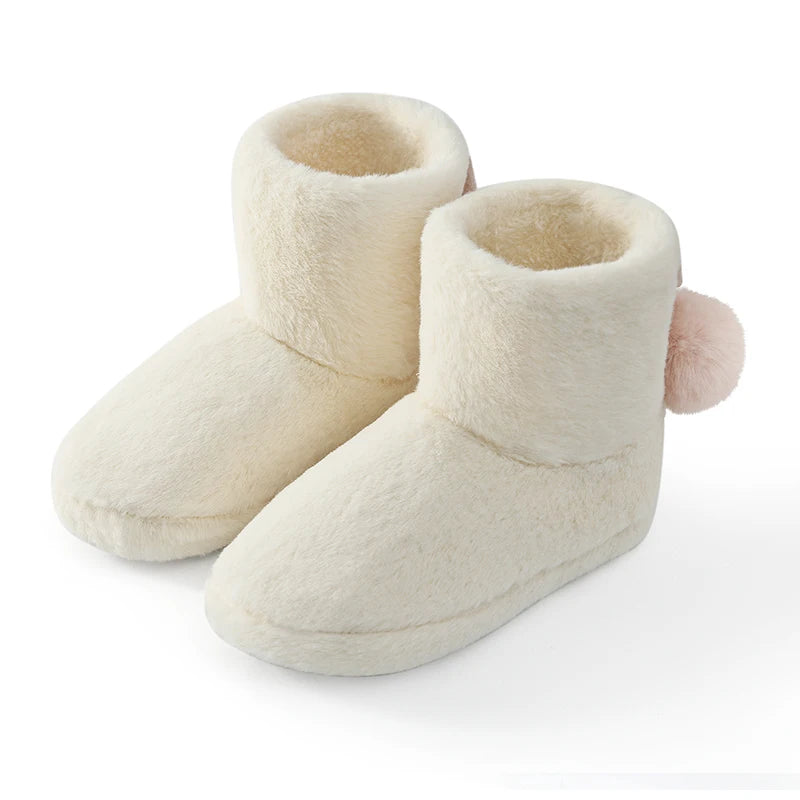 Women's Winter Warm Plush Cotton Boots Casual Fur Fluffy Snow Boots With Soft Comfort Non-Slip Sole Suitable As Snow Boots Cute Cotton Shoes
