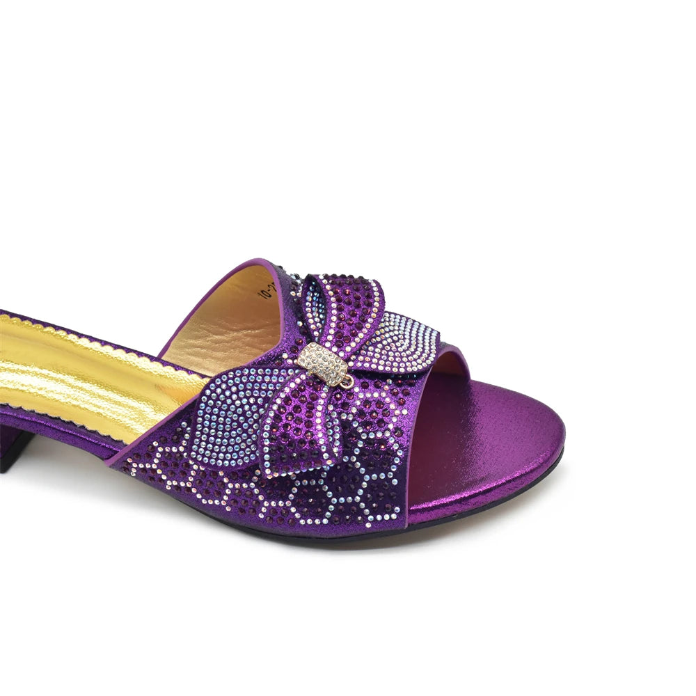 Women's Plus Size Luxury Glitter Studs Bow-tie Round Toe Classical Design Pumps With Low Heels and Rhinestone-Decorated for Ladies' Party Pumps