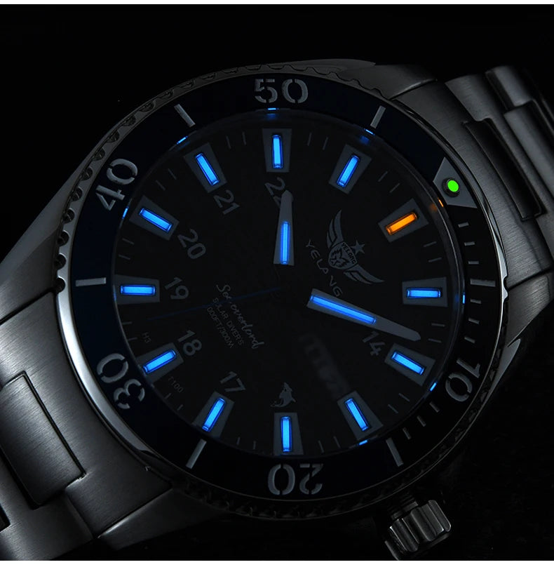 Yelang V1217 42mm Japan Eco-Drive Solar Watch Men's Watch 300M Diver Watch  30ATM Professional Waterproof  Sapphire Luminous