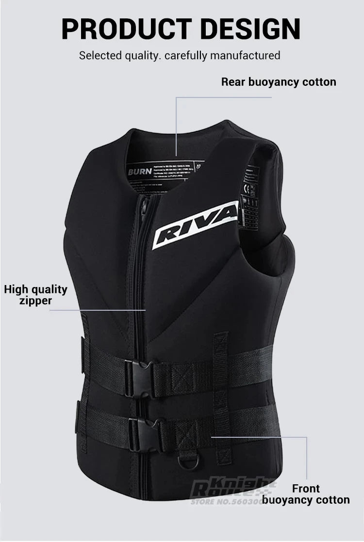 Adult Life Jacket Vest – Buoyancy Safety Vest for Kayaking, Surfing, Wakeboarding, Boating & Water Sports